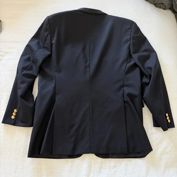 Burberry London Men's Navy Wool Kensington Blazer Jacket Gold Buttons Size 42R